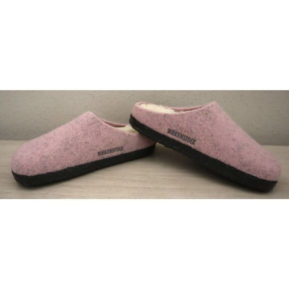 Birkenstock Kids Girls Sz 9 Soft Pink Zermatt Rivet Shearling/Wool Clog Slippers - Picture 14 of 16